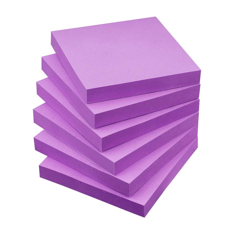 OSBOO Sticky Notes 3x3 Self-Stick Notes Pads with 6 Bright Colors  Easy to Post for Office  Shool  Home  6 Pads/Pack  100 Sheets/Pad (Purple) - Image 1